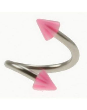 Curve Ögonbrynspiercing med Rosa och Vita Spikes - 1.2 x 8 mm