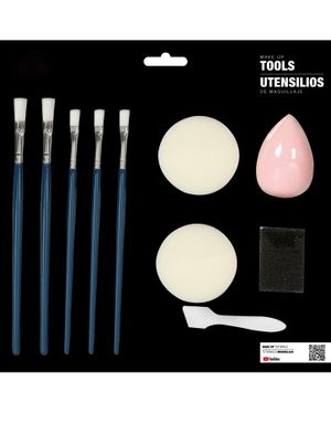 10 Delars Set med Sminkborstar, Svampar och Blender