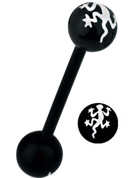 Salamander - Svart & Vit Tungpiercing
