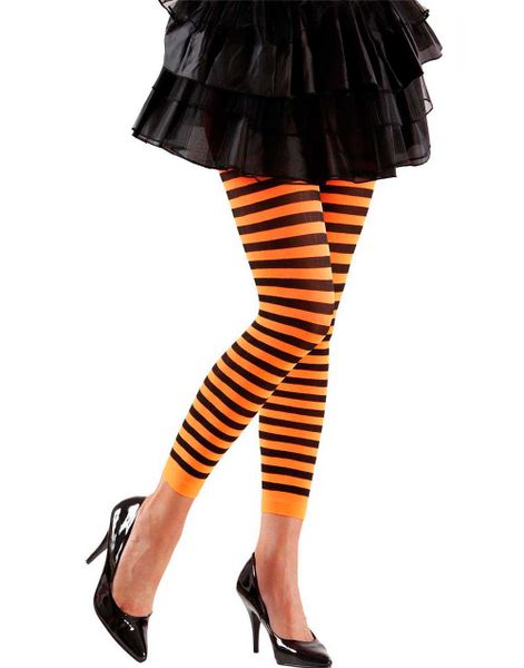 Randiga Svarta och Orange Tights