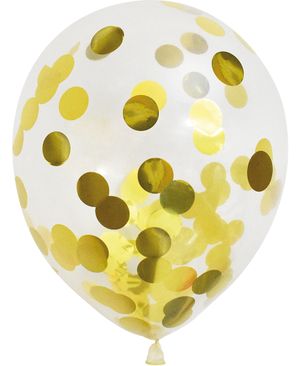 6 stk Klara Ballonger med Guldfärgad Konfetti 30 cm