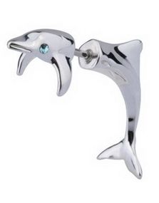 Fejkpiercing med 3D-formad Delfin - Stål
