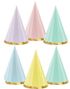 6 stk Partyhatter med Gullkant i Assorterte pastellfarger
