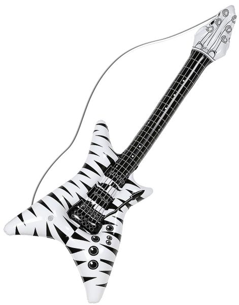 Uppblåsbar Vit och Svart Elgitarr - 92 cm