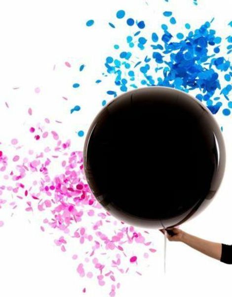 Svart Gender Reveal Ballong med Konfetti 