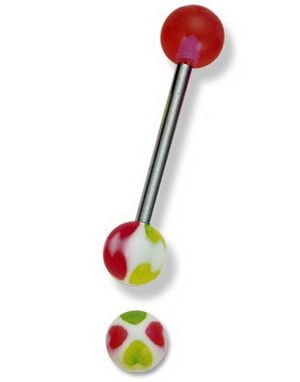 Pink & Green Hearts - Tungpiercing