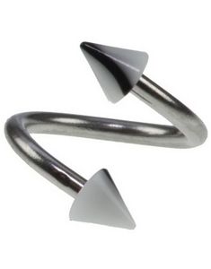 Curve Ögonbrynspiercing med Vita och Svarta Spikes - 1.2 x 8 mm