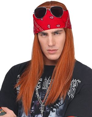 Brun Axel Peruk med Bandana och Glasögon