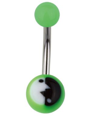 Modern Yin Yang Navelpiercing i Grön/Svart/Vit
