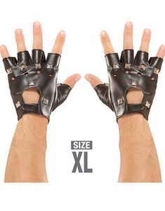Stora Skinnimiterade Handskar med Nitar XL
