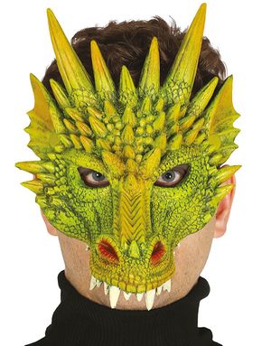 Grön Deluxe Drakmask i Skumlatex