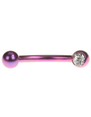 ögonbrynspiercing i Lila med Klar Sten - 1,2 x 8 mm