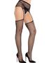Nettingstrømper med bakside-søm og innebygd hofteholder – svart