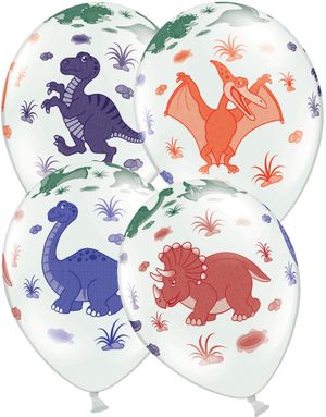 6 stk 30 cm Vita Ballonger med Dinosaurmotiv
