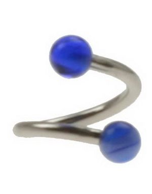 Curve Ögonbrynspiercing med Blå och Vita Kulor - 1.2 x 8 mm