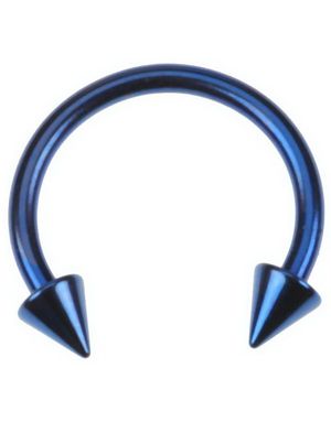 Rund Blå ögonbrynspiercing med Spike Kulor - 1,2 x 10 mm