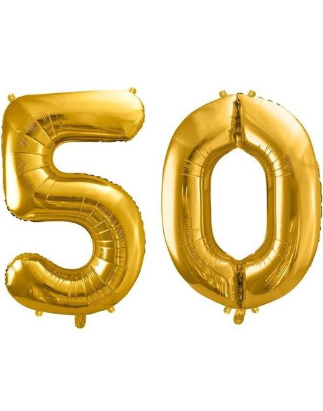 50 års ballonger - 35 cm guld