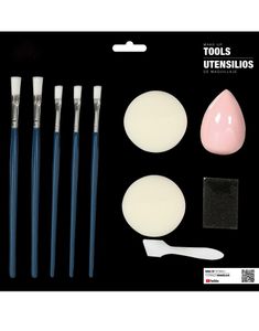 10 Delars Set med Sminkborstar, Svampar och Blender