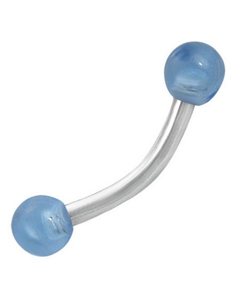 Banana Ögonbrynspiercing med Runda Ljusblå Kulor - 1.2 x 8 mm