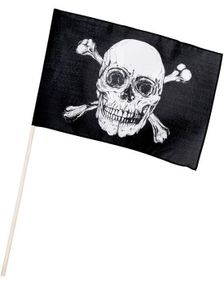 Piratflagga med Vit Dödskalle - Pirates of the Seven Seas