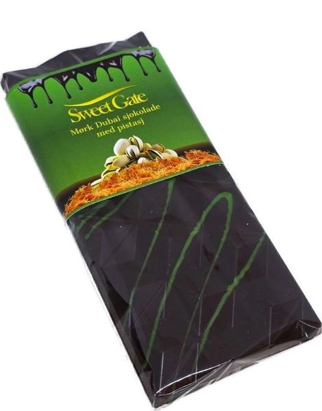 ÄT SNART PRODUKT - Sweet Gate Handgjord Mörk Dubai Choklad med Pistage 80 Gram