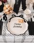 6 stk Kremfarget Papptallerkener 24 cm - Happy Birthday