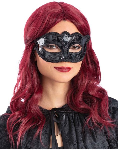 Venetian Svart Øyemaske med Glitter