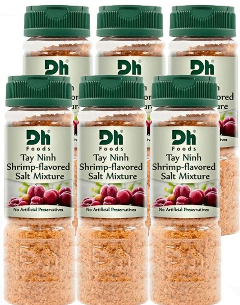 6 st DH FOODS Tay Ninh Shrimp-Flavoured Salt Mixture - Salt med Räksmak och Chili - Helt Paket 6x110 gram (Vietnam)