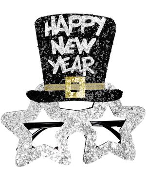 Silverfärgade Happy New Year Glasögon