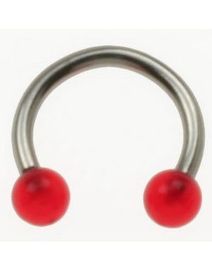 Rund Ögonbrynspiercing med Röda Kulor - 1.2 x 8 mm