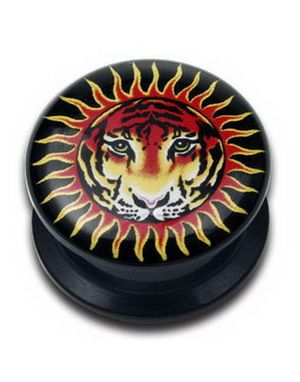 Tiger - Svart Piercing Plugg