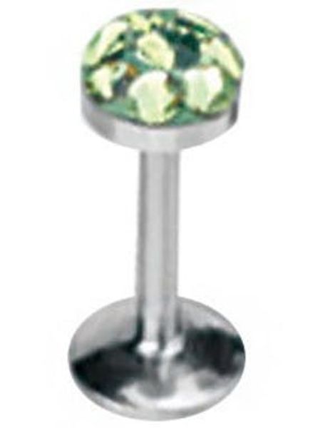 Labret med Glittrande Gröna Stenar - 1,2 x 8 mm