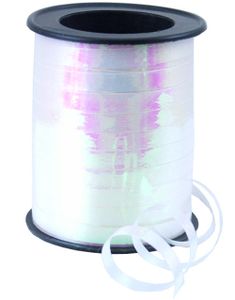 Vitt Ballongsnöre / Presentband med Metallic Rosa Skinn 45 Meter