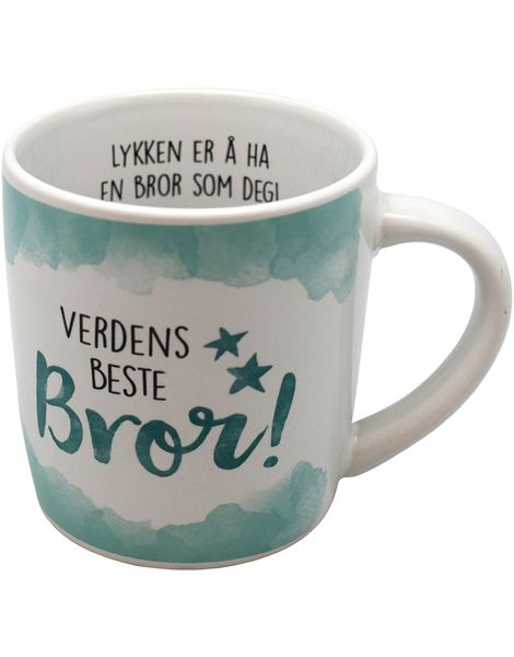 Världens Bästa Bror - Vit och Turkos Mugg med Text