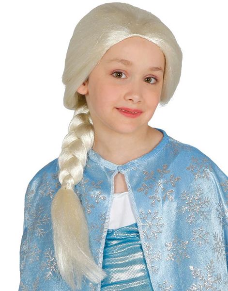 Blond Elsa Inspirerad Barnperuk med Fläta