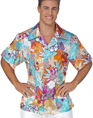 Blå Hawaiiskjorta med Blomstermotiv