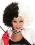 Svart och Vit Cruella De Vil-inspirerad Peruk