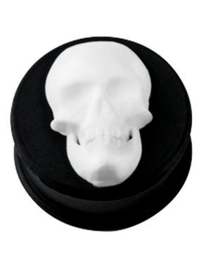 Smiling White Skull - Svart Piercing Plugg