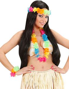 Färgglatt Hawaii Krans Set - 3 Delar