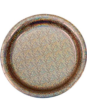 8 stk Holografisk Gullfargede Papptallerkener 23 cm