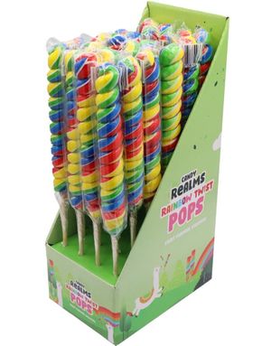 24 stk Candy Realms Rainbow Twist Lollipop - Regnbuefarget Spiralformet Kjærlighet på Pinne 1,92 kg