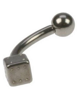Banan Ögonbrynspiercing med Rund Kula och Tärning - 1,2 x 8 mm
