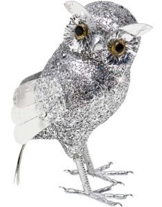 Silverglittrande Uggla 18 cm - Dekoration
