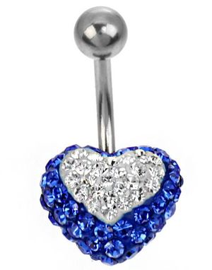 Celebrity Heart Navelpiercing - Blå/Vit