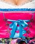 Lyxig Rosa Dirndl Korsettklänning med Förkläde