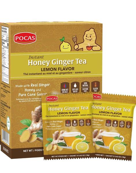 20-Pack Pocas Instant Honey Ginger Tea - Ingefærte med Honning 360 g (USA)