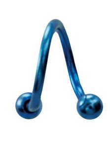 Twister - 1,2 x 8 mm Blå Ögonbrynspiercing