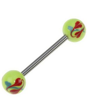 Design Flower Yellow - Handmålad Tungpiercing