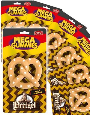 10 st Mega Gummies German Pretzel - Vingummi Saltkringle med Colasmak - Hela Lådan 1,2 kg
