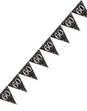 60-Års Firande - 4 Meter Svart Glittrande Flaggbanner